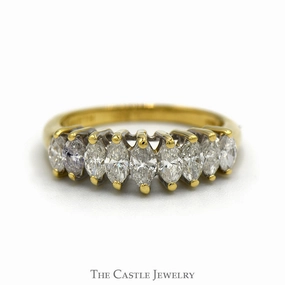 1cttw 9 Marquise Cut Diamond Band in 14k Yellow Gold Refined Finish Refined Contour