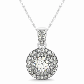 Minimal Gift Round Diamond Halo Pendant