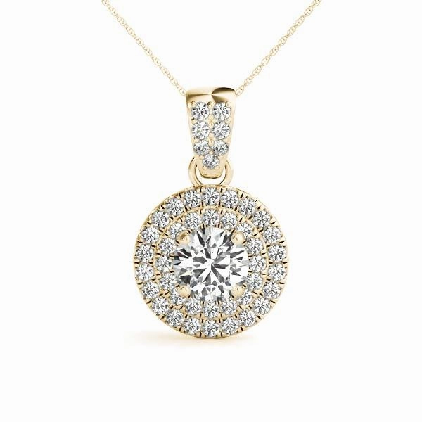 Value Adornment Lightweight Style Round Diamond Halo Pendant