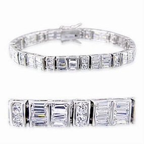 Perfect Fit Historical Perspective 32024 - Rhodium Brass Bracelet with AAA Grade CZ  in Clear