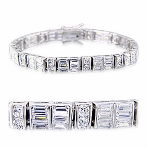 Perfect Fit Historical Perspective 32024 - Rhodium Brass Bracelet with AAA Grade CZ  in Clear