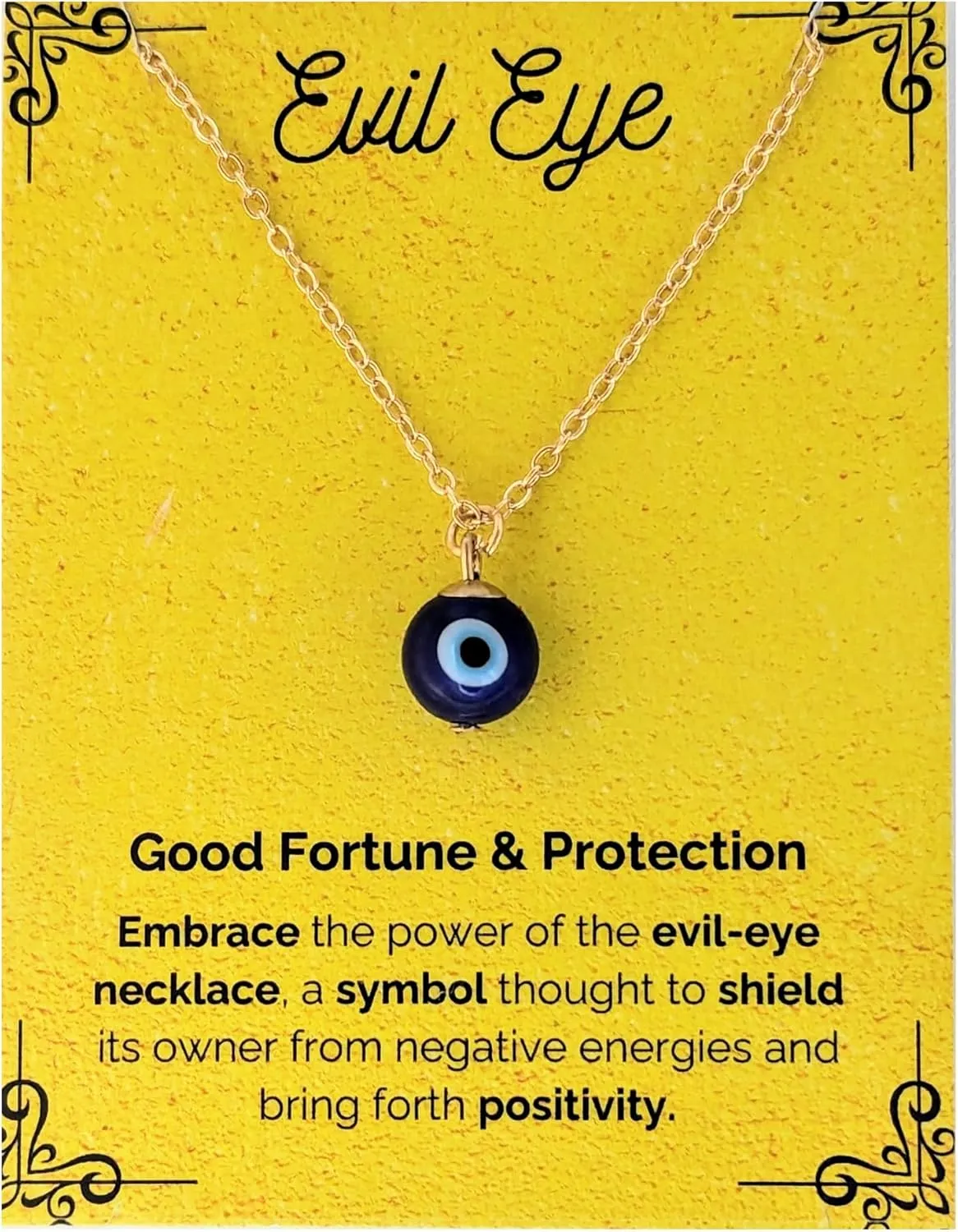 Evil Eye Necklace for Women – Ojo Turco Kabbalah Amulet Pendant for Protection and Luck, Adjustable Gold or Silver Chain, US-Based Seller with Free Cleaning Cloth