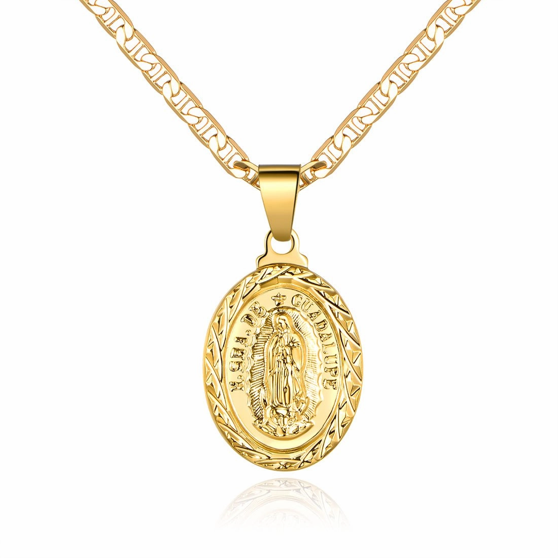 18K Gold Plated Virgin of Guadalupe Necklace Elegant Outfit Artisan Gift