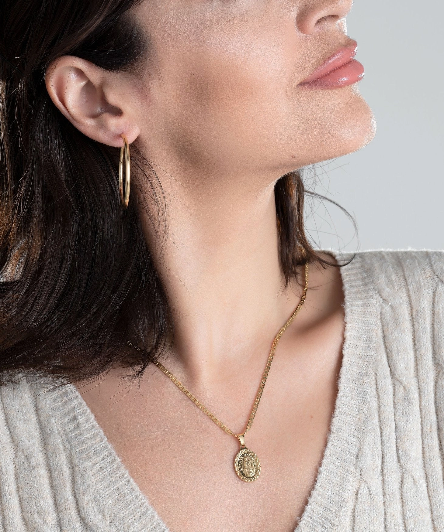 Magnificent Gift 18K Gold Plated Virgin of Guadalupe Necklace