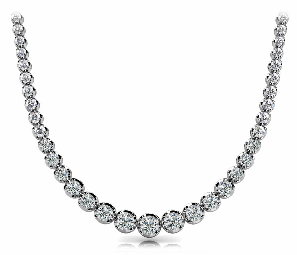 Fine Detail Birthday Present Round Diamond Multi-Stone Necklace