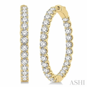 Cozy Accent 6 Ctw Inside-Out Round Cut Diamond Hoop Earrings in 14K Yellow Gold