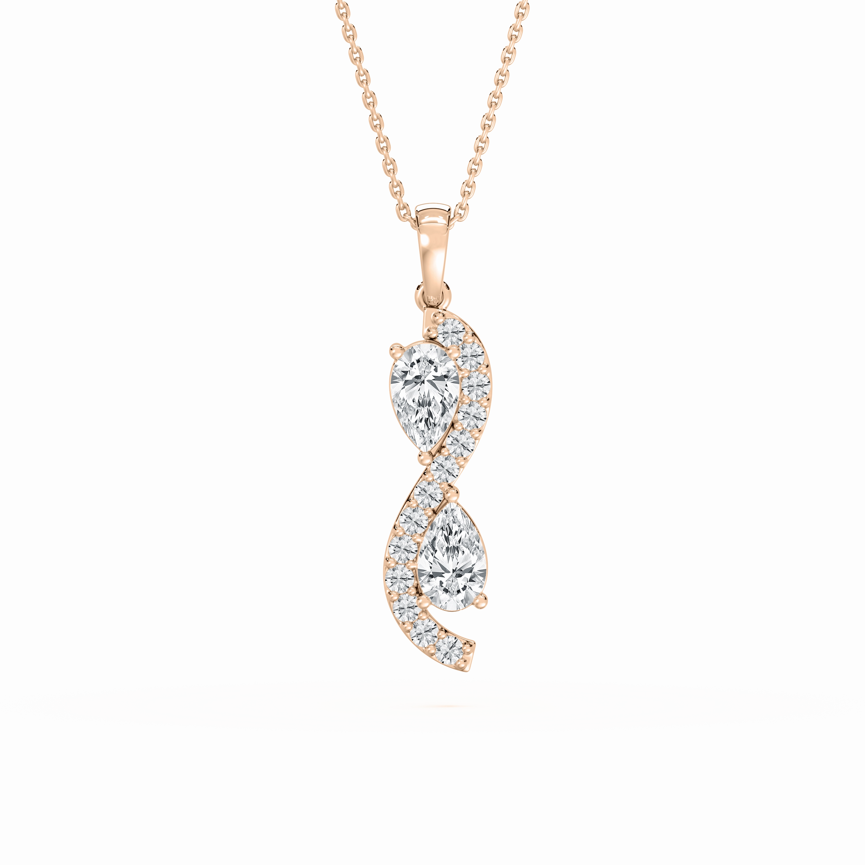 Elegant adornment 1 ctw Pear and Round Lab Grown Diamond Perfect Pair Infinity Pendant - 18 Inches