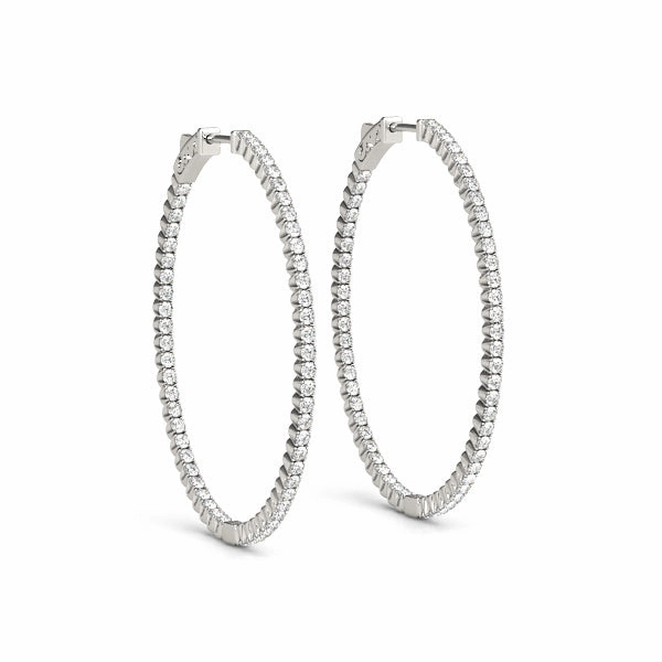 Petite Piece Round Diamond Inside Out Hoop Earrings