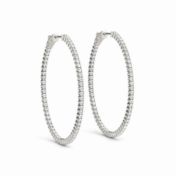Curved Jewelry Modern Essential Round Diamond Inside Out Hoop Earrings