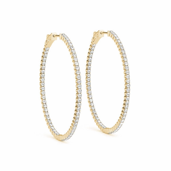 Round Diamond Inside Out Hoop Earrings Luxurious Choice