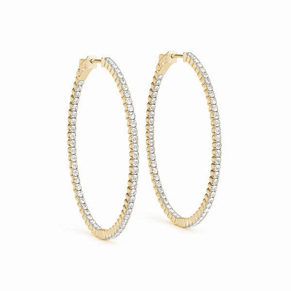 Round Diamond Inside Out Hoop Earrings Straight Trinket