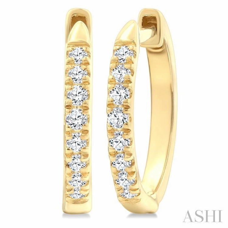 1/4 Ctw Round Cut Diamond Huggie Petite Earrings in 10K Yellow Gold Playful Spark