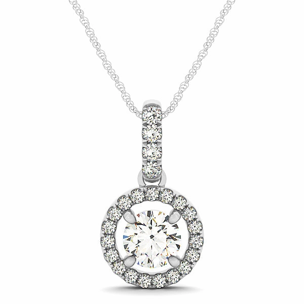 Summer Essential Contemporary Look Round Diamond Halo Pendant