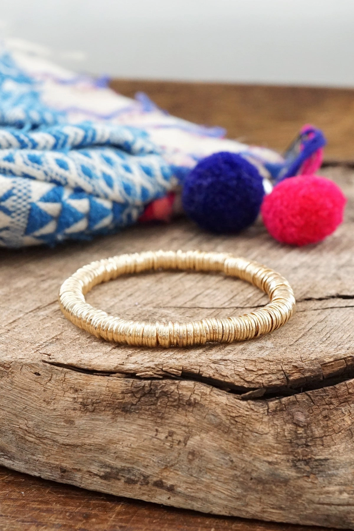 Heishi Disc Boho beaded stretchy bracelet Silver Gold Shell General Type