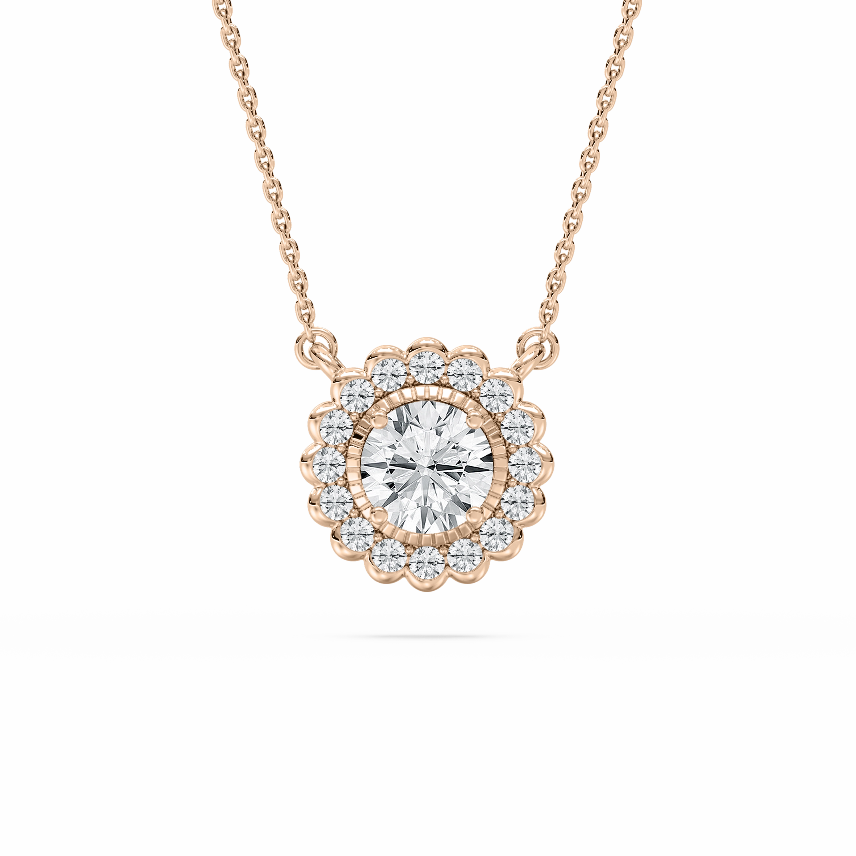 Value Present Event Style 1 ctw Round Lab Grown Diamond Miracle Halo Pendant - 18 Inches