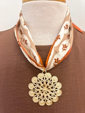 Cultural Highlight Present Piece Falling Flowers Twilly Scarf Necklace