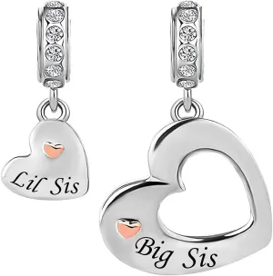 Family Love Heart Charm Compatible with Pandora Charms Bracelets for Women Auntie Mom Sister Birthday Charm