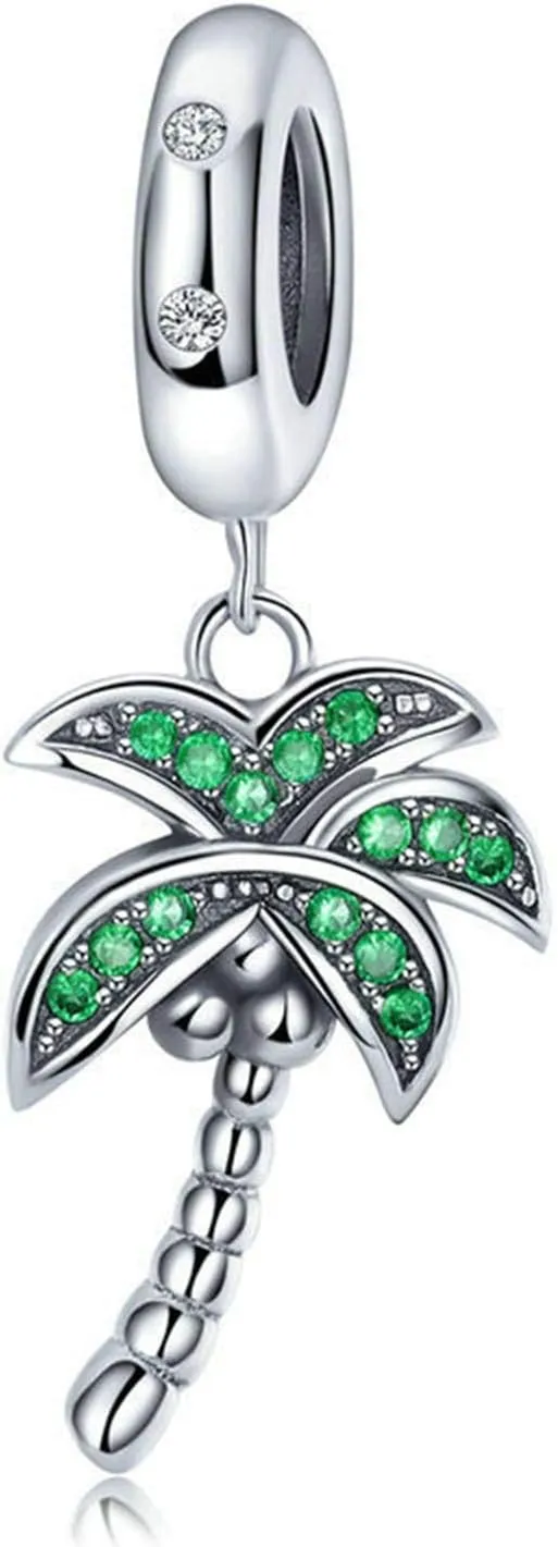 Fan Charm 925 Sterling Silver Snow Charm Key Charm Coconut Palm Tree Charm Love Charm for Pandora Charm Bracelet