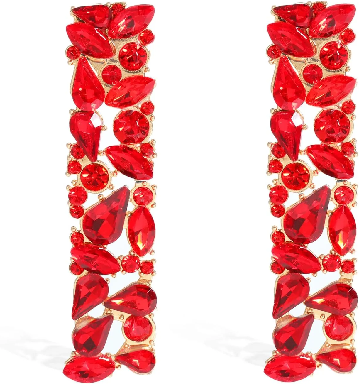 Fashion Rhinestone Drop Dangle Earrings Colorful Crystal Long Geometric Statement Earrings for Women Party Prom