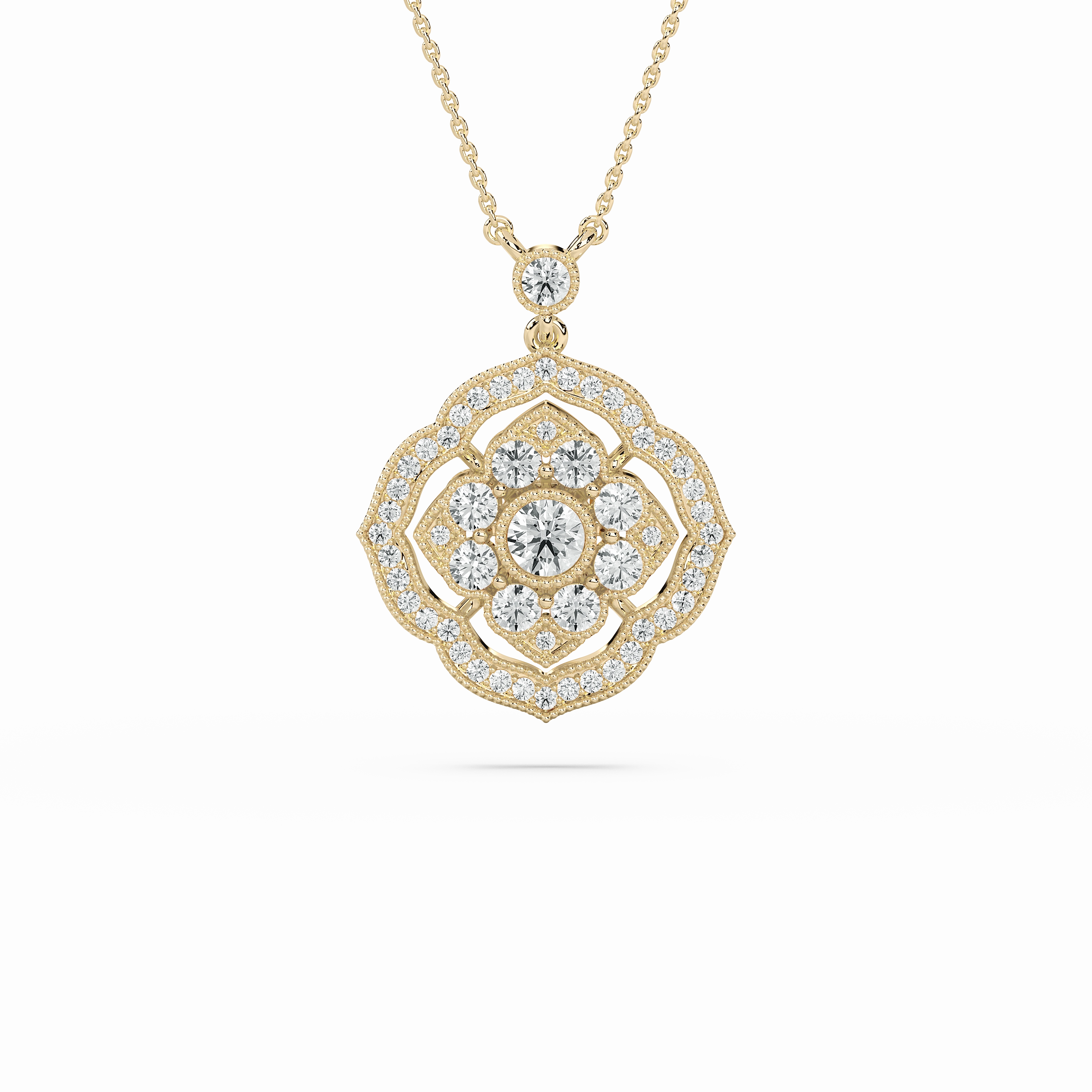 1 ctw Round Lab Grown Diamond Vintage Shield Grace Pendant  - 18 Inches Versatile Accessory