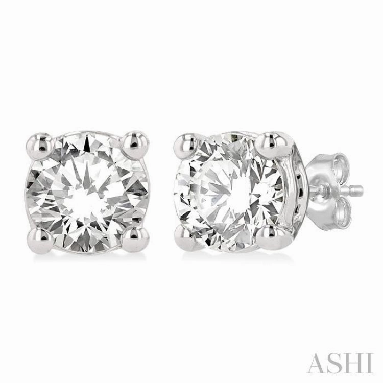 Exclusive Detail Elegant Shine Design 5/8 ctw Round Cut Diamond Stud Earring in 14K White Gold