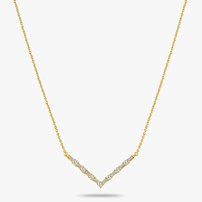 New Trend 1/3 ctw Baguette and Round Lab Grown Diamond V-Shaped Necklace - 18 Inches