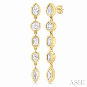 Chic Choice Dazzling Craft 1 Ctw Bezel Set Mixed Diamond Cut Fashion Earring in 14K Yellow Gold
