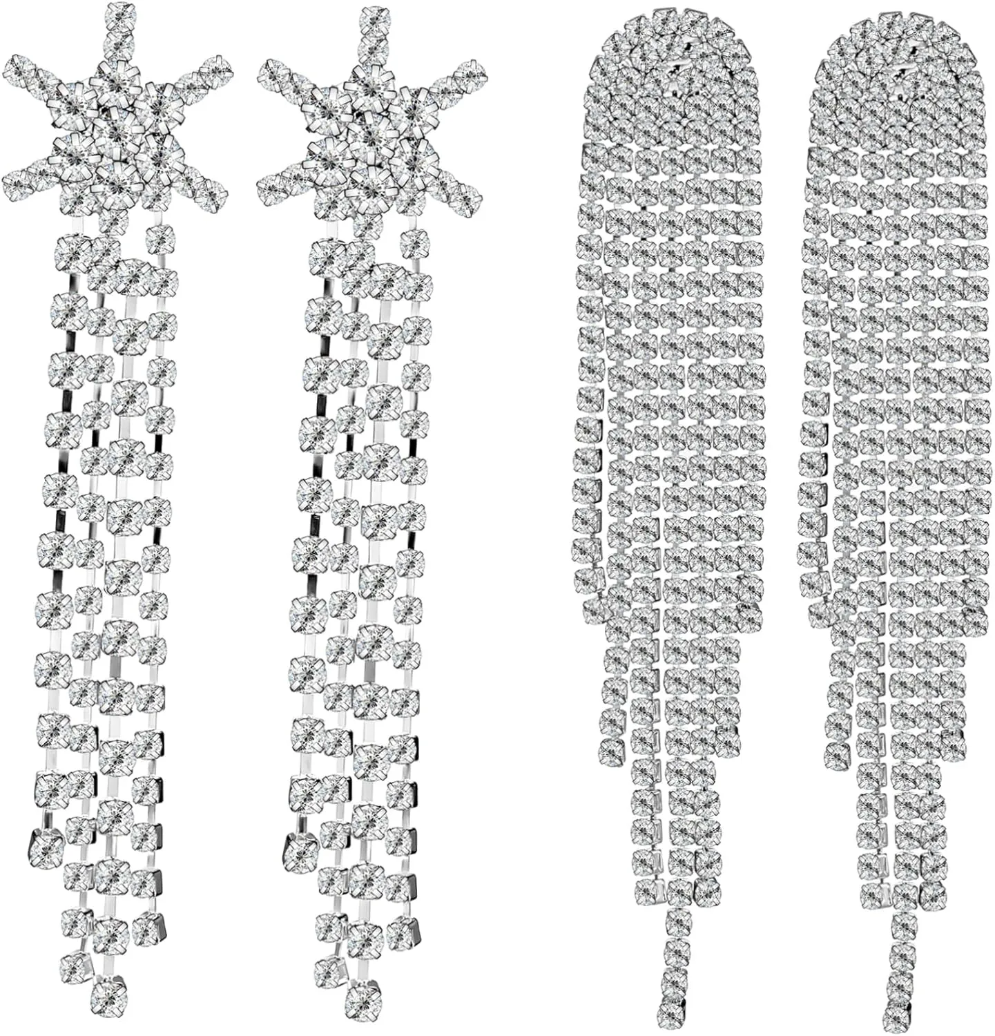 Fashionable Gold Earrings Pairs Tassel Earrings for Women Sparkling Dangle Long Ears