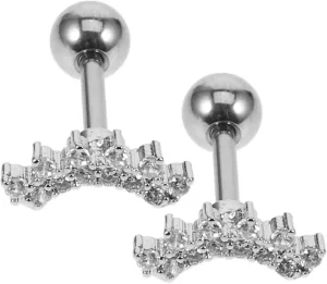 Fashionable Women's Earrings 2pcs Zircon Inlaid Ear Studs Trendy and Versatile