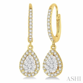 Dusk Mood Muted Mood 3/8 ctw Pear Shape Diamond Lovebright Earrings in 14K Yellow and White Gold