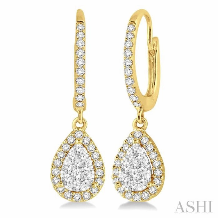 Dusk Mood Muted Mood 3/8 ctw Pear Shape Diamond Lovebright Earrings in 14K Yellow and White Gold