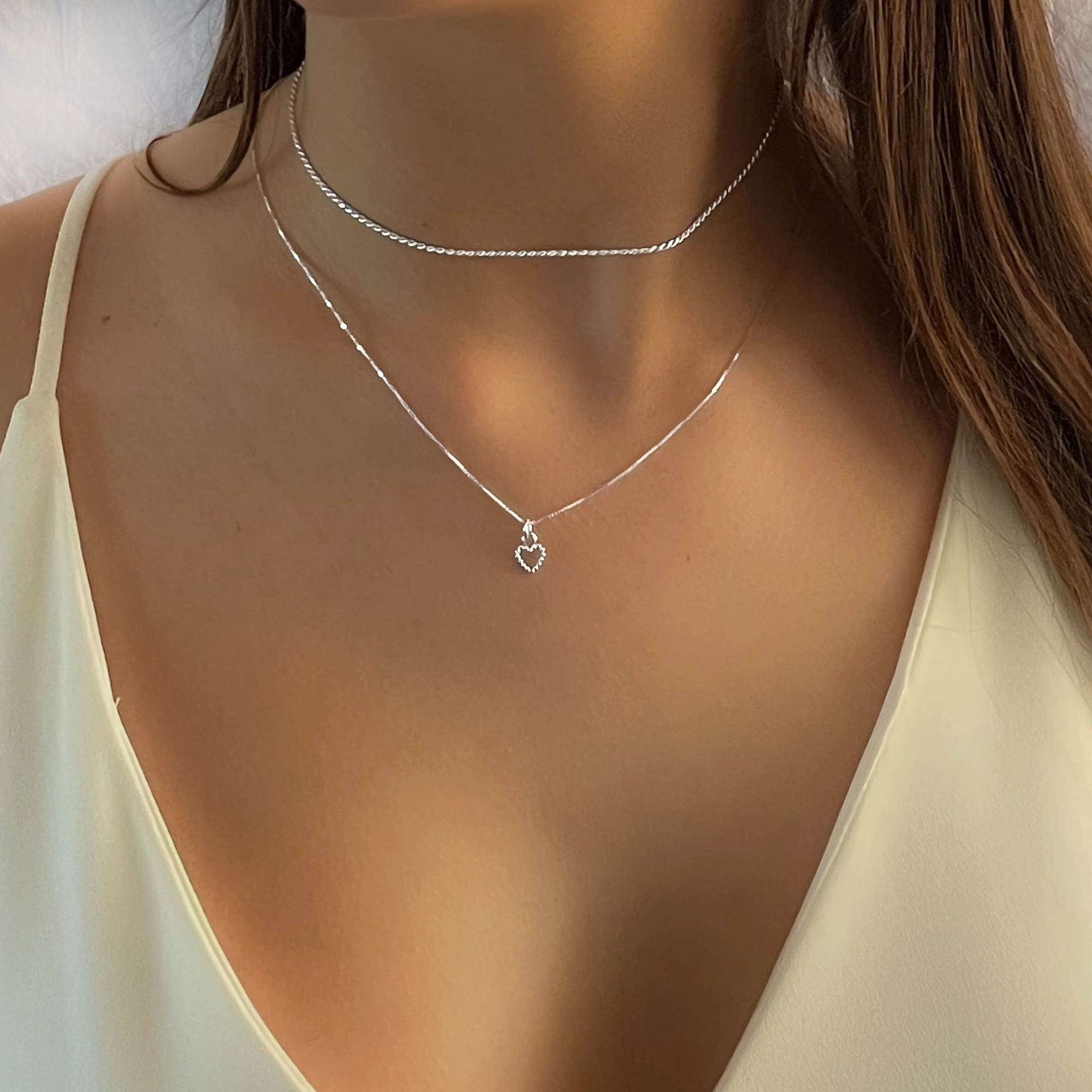 Winter Present Silver Heart Frame Necklace