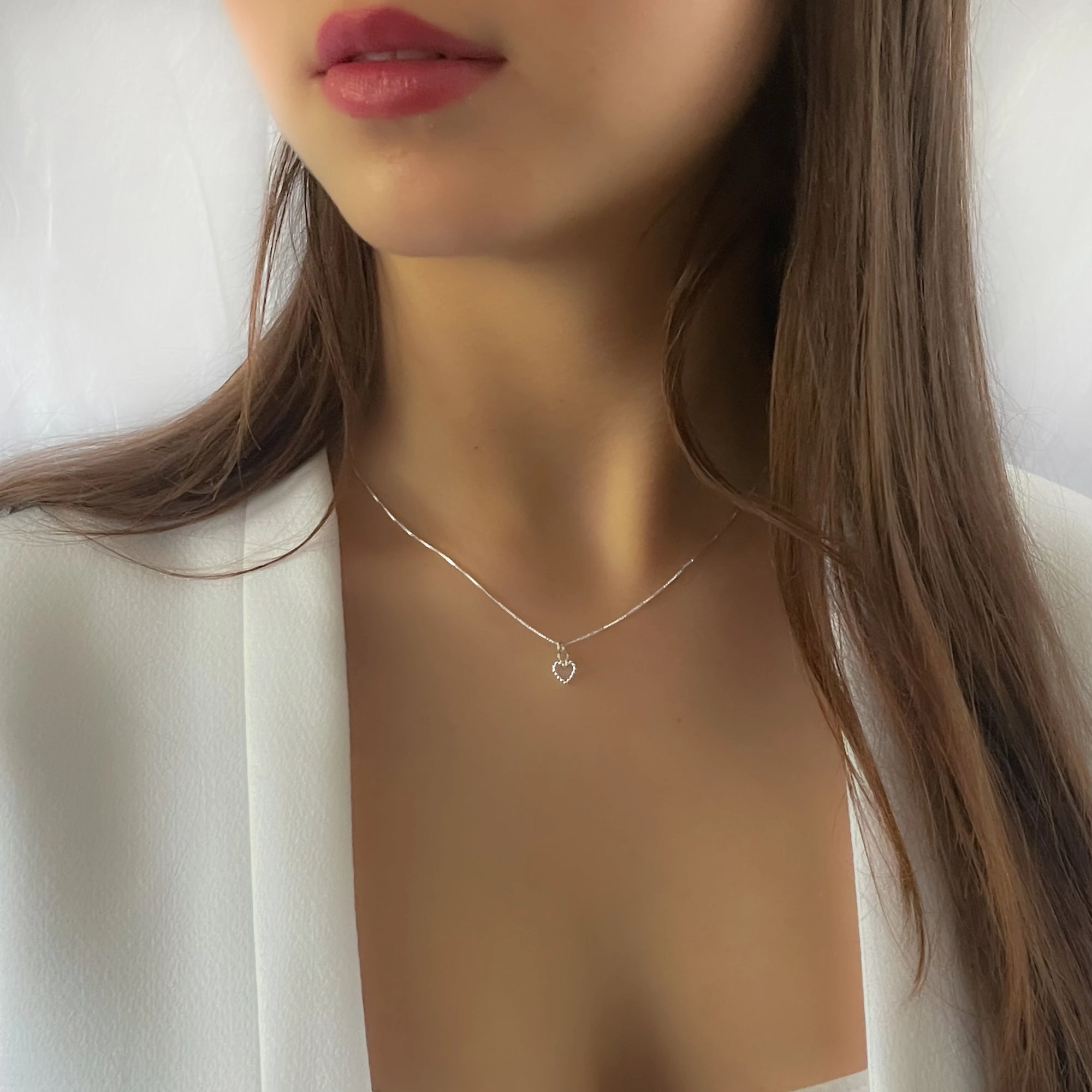 Polished Edge Weekend Brunch Silver Heart Frame Necklace