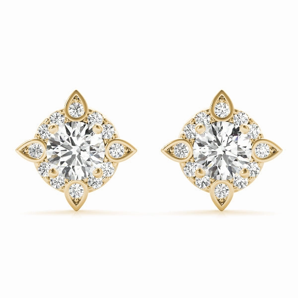 Evening Ornament Vibrant Jewelry Round Diamond Halo Stud Earrings