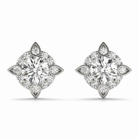 Round Diamond Halo Stud Earrings Minimalist Accessory High-Quality Look