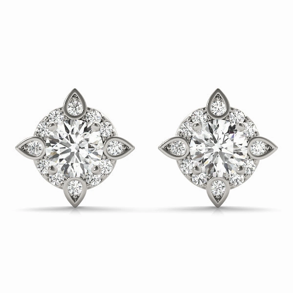 Round Diamond Halo Stud Earrings Minimalist Accessory High-Quality Look