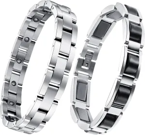 Feraco Magnetic Bracelet for Men Titanium Steel Magnetic Bracelet for Men Powerful Magnets Adjustable