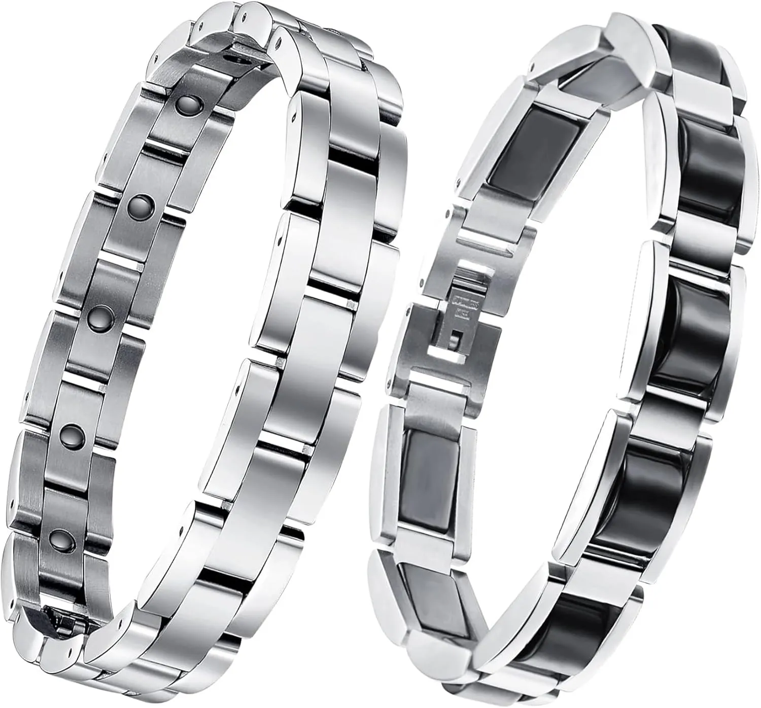 Feraco Magnetic Bracelet for Men Titanium Steel Magnetic Bracelet for Men Powerful Magnets Adjustable