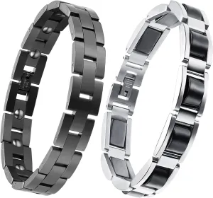 Feraco Magnetic Bracelet for Men Titanium Steel Magnetic Bracelet for Men Powerful Magnets Adjustable
