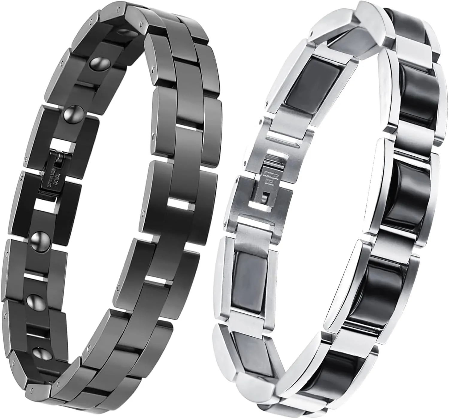Feraco Magnetic Bracelet for Men Titanium Steel Magnetic Bracelet for Men Powerful Magnets Adjustable