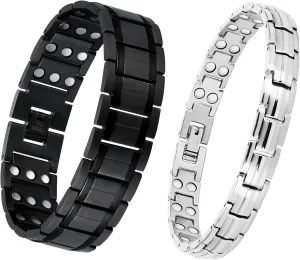 Feraco Magnetic Bracelets for Men Women Titanium Steel Bracelet with Double Rows Magnets, Jewelry Gifts
