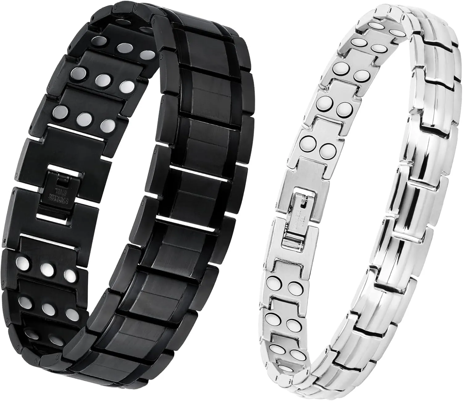 Feraco Magnetic Bracelets for Men Women Titanium Steel Bracelet with Double Rows Magnets, Jewelry Gifts