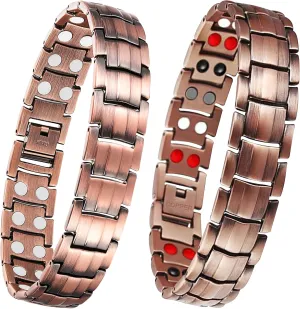 Feraco Men's Copper Magnetic Bracelet Elegant 99.99% Solid Copper Bracelets with Double-Row Strong Magnets Magnetic Bracelets for