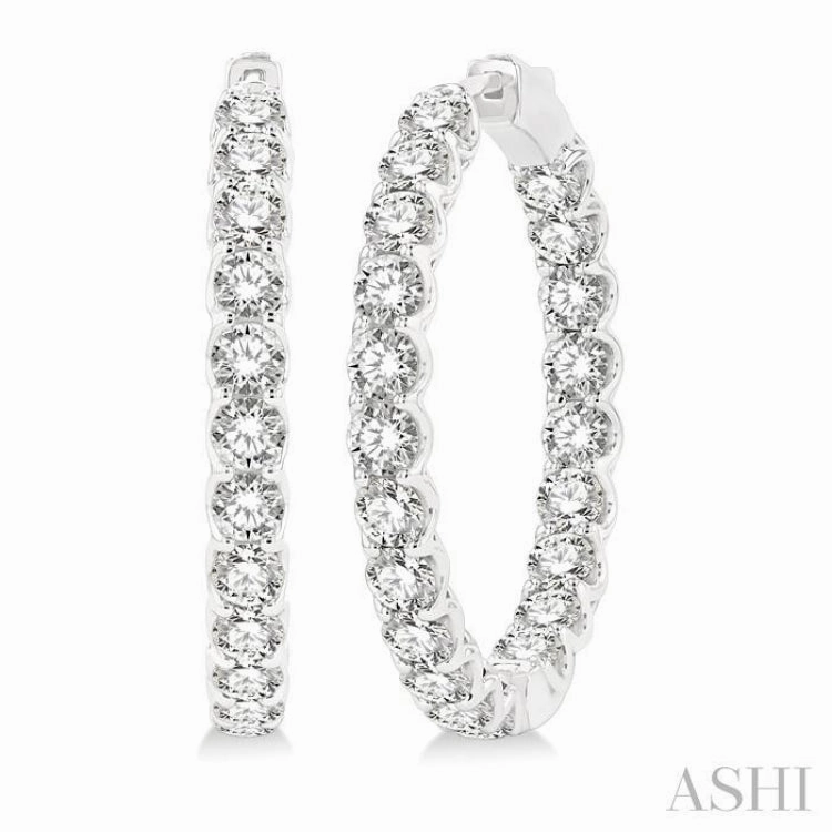 8 Ctw Inside-Out Round Cut Diamond Hoop Earrings in 14K White Gold Timeless Appeal Handmade pieces