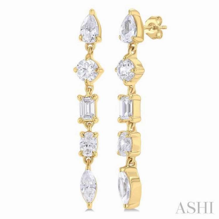 1 Ctw Mixed Diamond Cut Fashion Earring in 14K Yellow Gold Everyday Shine