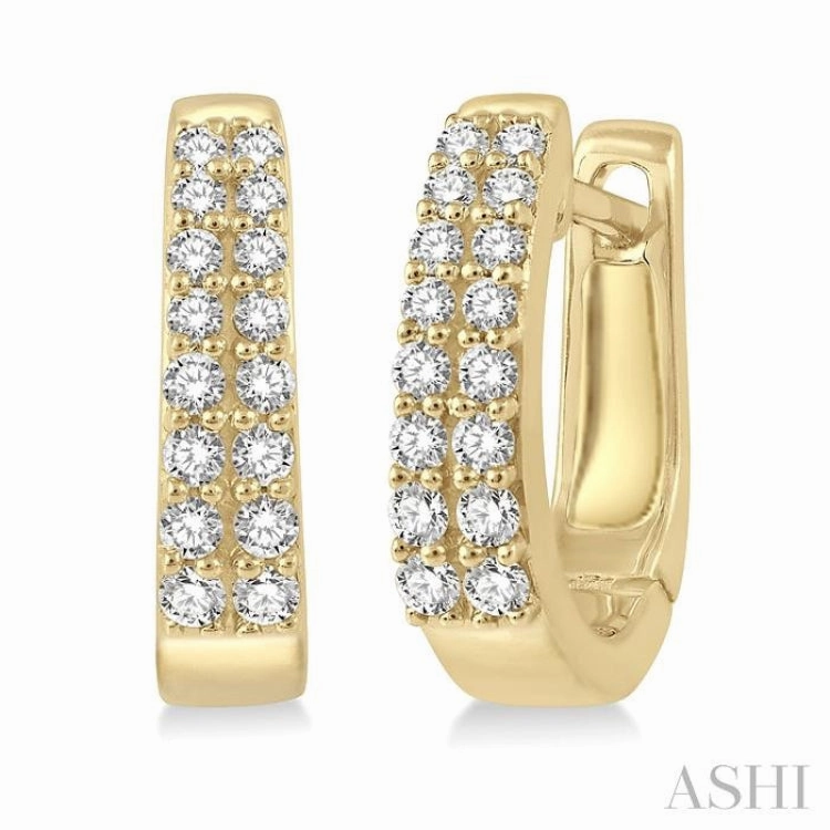 1/3 Ctw Round Cut Diamond Petite Huggie Earrings in 14K Yellow Gold Pretty Pair