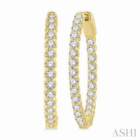 1 1/2 ctw Inside-Out Round Cut Diamond Hoop Earrings in 14K Yellow Gold Bold Jewelry Pieces