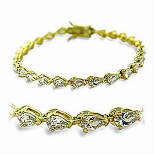 Generational Outlook 415804 - Gold Brass Bracelet with AAA Grade CZ  in Clear