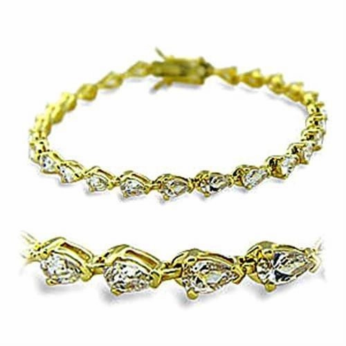 415804 - Gold Brass Bracelet with AAA Grade CZ  in Clear Unprecedented Value Trusted Composite