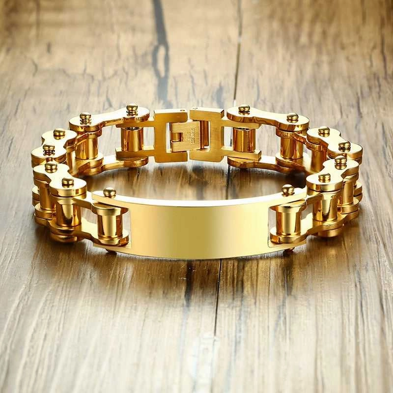 Cycolinks Personalised Gold Men's Bike Chain Bracelet Distinct Perspective